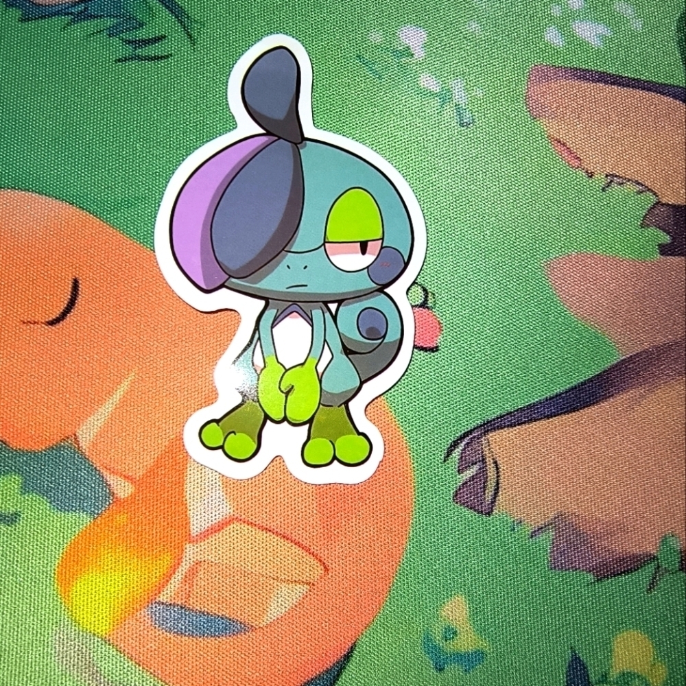 Pokemon Character Sticker on Green Background